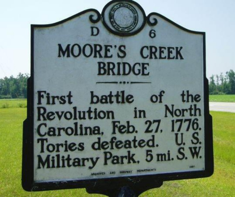 Moores Creek Bridge Battlefield marker